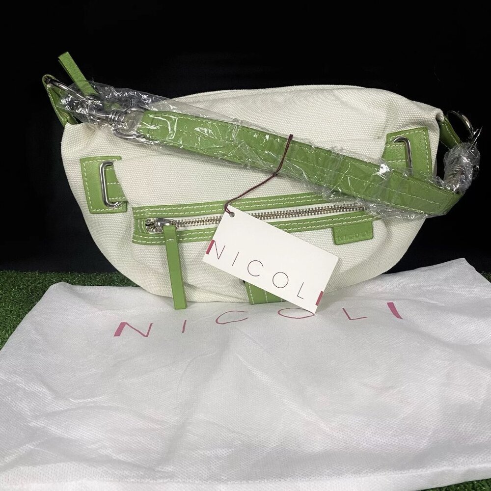 NEW Nicoli Prezzo 3785 White Green Womens Handbag Purse Bag